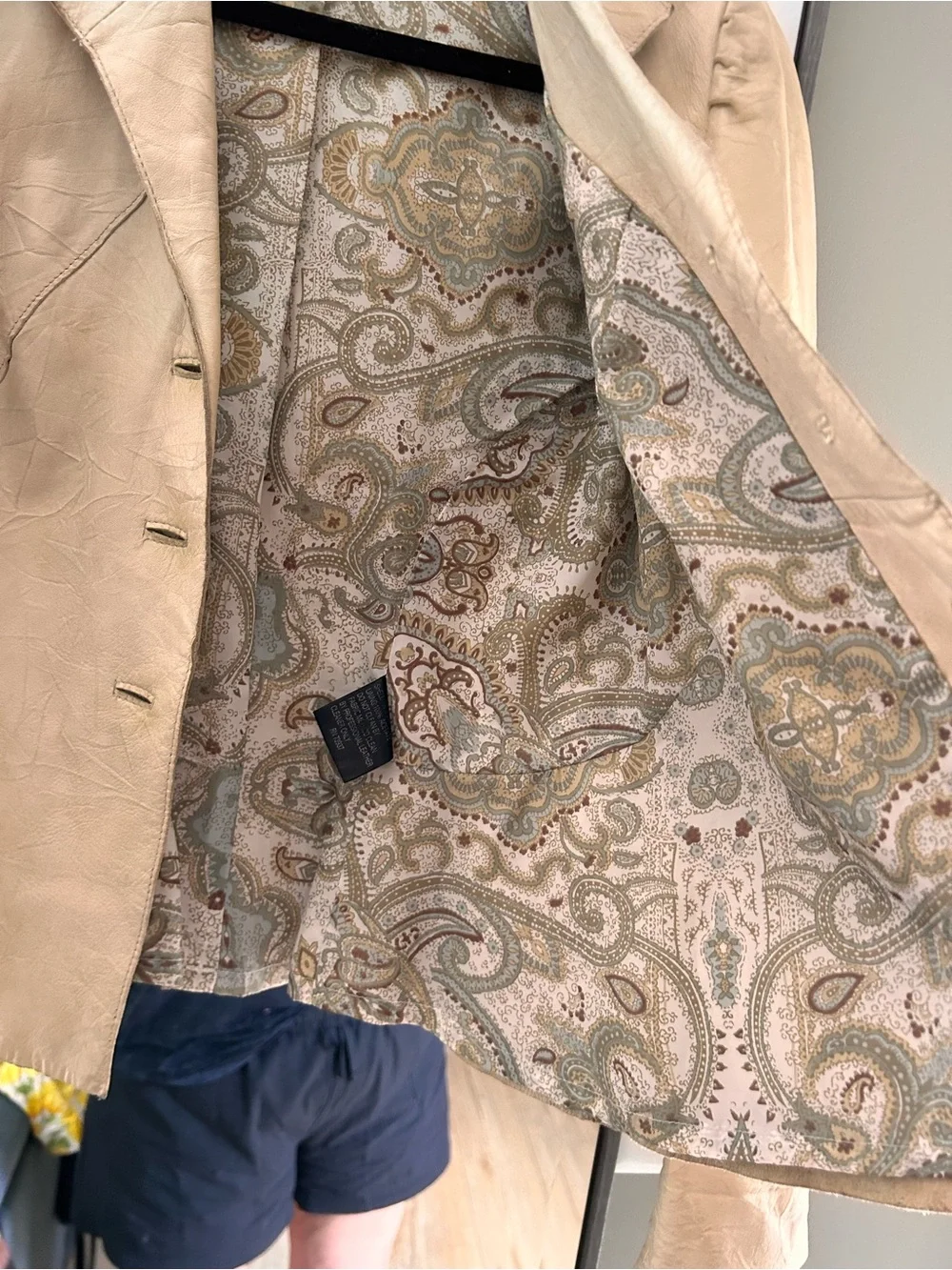 John Carlisle Essentials Women's Beige Genuine Leather Peplum Blazer M